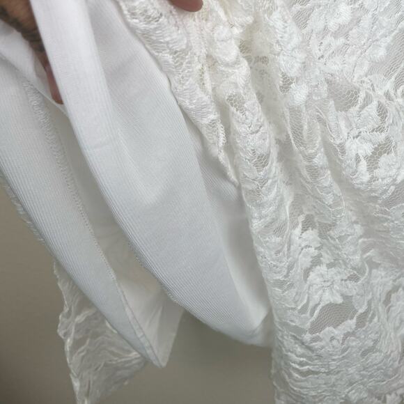 Womens Top Sz 3XL Asymmetric Fairy Lace Cottage Whimsigoth Coquette Semi Sheer - Picture 5 of 9